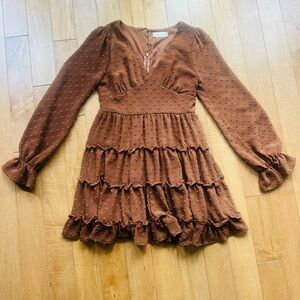 Altr’d State XS Brown Ruffle Dress